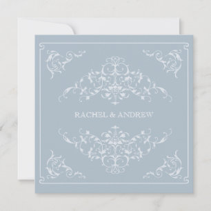 Romantische Ornamente Hochzeit Hellblau Einladung