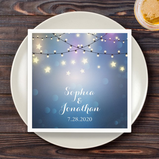 Romantische Outdoor Wedding Twinkle String Lights Serviette (Von Creator hochgeladen)