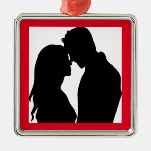 ROMANTISCHE PAAR SILHOUETTE SILBERNES ORNAMENT