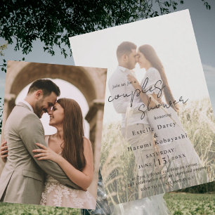 Romantische Paare Dusche Foto Elegante Schrift Einladung