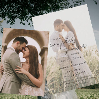 Romantische Paare Dusche Foto Elegante Schrift Einladung
