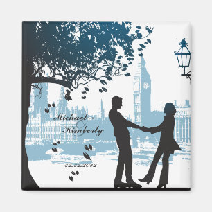 Romantische Paare in der Mitteilung der Liebe Save Magnet
