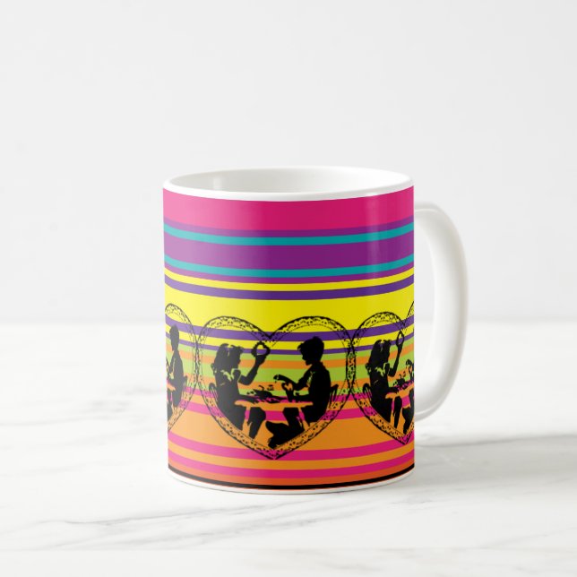Romantische Paare Silhouette mit Herz Kaffeetasse (VorderseiteRechts)