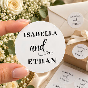 Romantische Paarnamen Personalisierter Hochzeitsau Runder Aufkleber