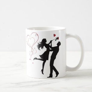 Romantische Paarsilhouette Liebe – Herz Valentinst Kaffeetasse