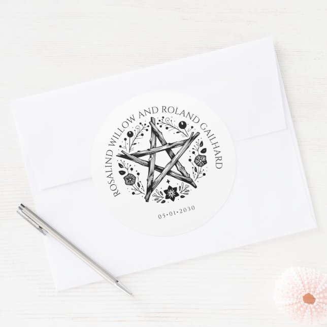 Romantische Pagan Wicca Hochzeit Runder Aufkleber (Umschlag)