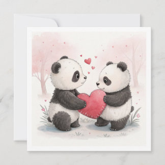 Romantische Panda-Karte Feiertagskarte