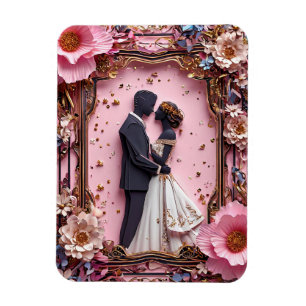 Romantische Papier-Silhouette-Hochzeitsszene Magnet
