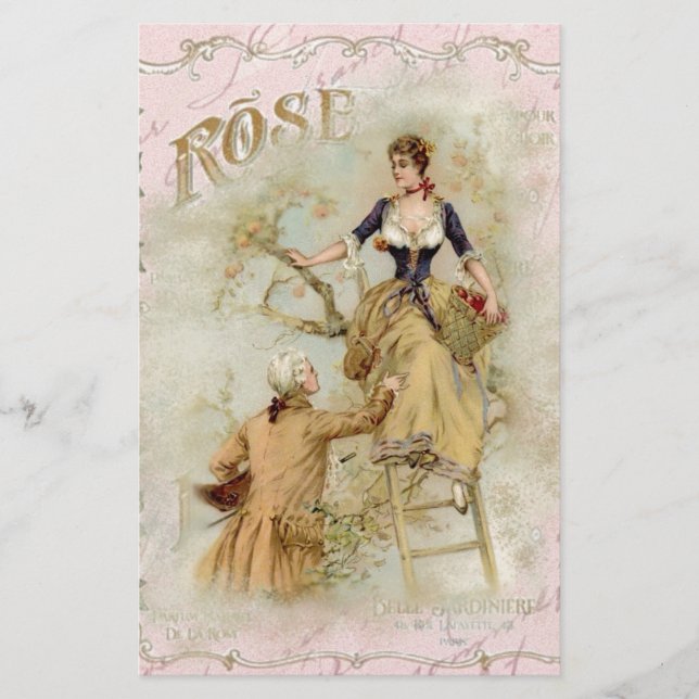 Romantische Paris Liebhaber rosa Shabbychie Briefpapier (Vorderseite)