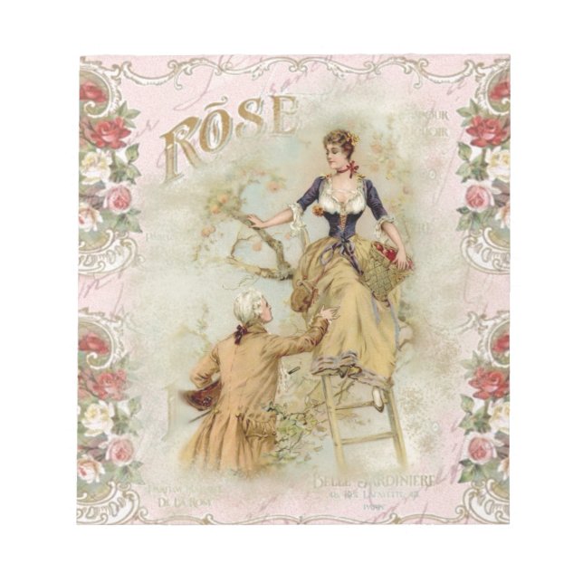 Romantische Paris Liebhaber rosa Shabbychie Notizblock (Vorderseite)