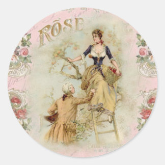 Romantische Paris Liebhaber rosa Shabbychie Runder Aufkleber