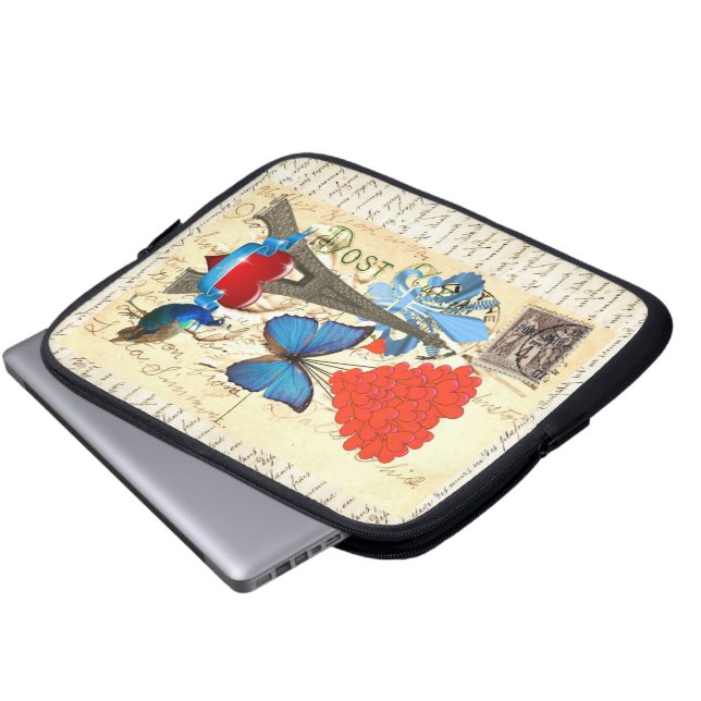 Romantische Pariser Collage Laptopschutzhülle (Vorne Knopf)