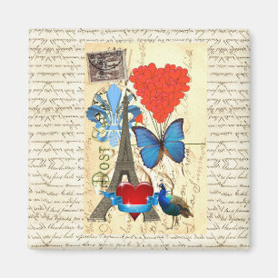 Romantische Pariser Collage Magnet