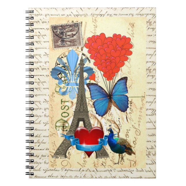 Romantische Pariser Collage Notizblock (Vorderseite)