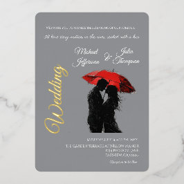 Romantische Pariser Liebe Silhouette Folieneinladung