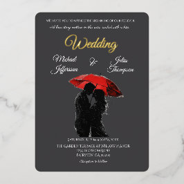 Romantische Pariser Liebe Silhouette Folieneinladung