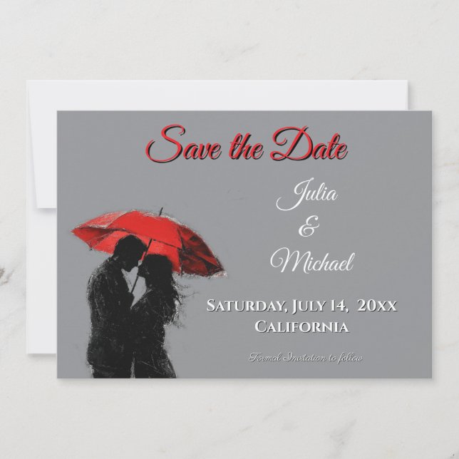 Romantische Pariser Liebe Silhouette Save The Date (Vorderseite)