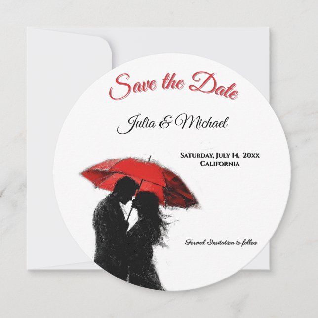 Romantische Pariser Liebe Silhouette Save The Date (Vorderseite)