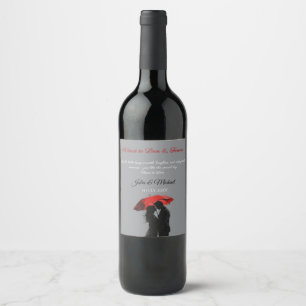 Romantische Pariser Liebe Silhouette Weinetikett