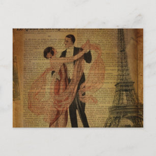 romantische Pariser Waltz-Tänzer Postkarte