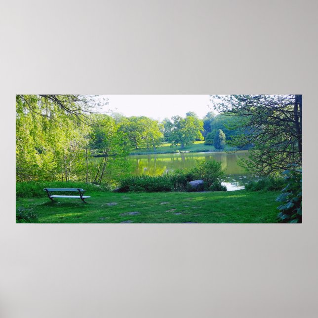 Romantische Parkbank am Phantastischen See Poster (Vorne)