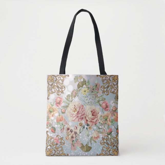 Romantische Pastel Florals Blues Tasche (Vorderseite)