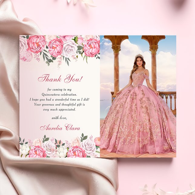 Romantische Pastel Rose Sweet 16 Danke Karte (Von Creator hochgeladen)