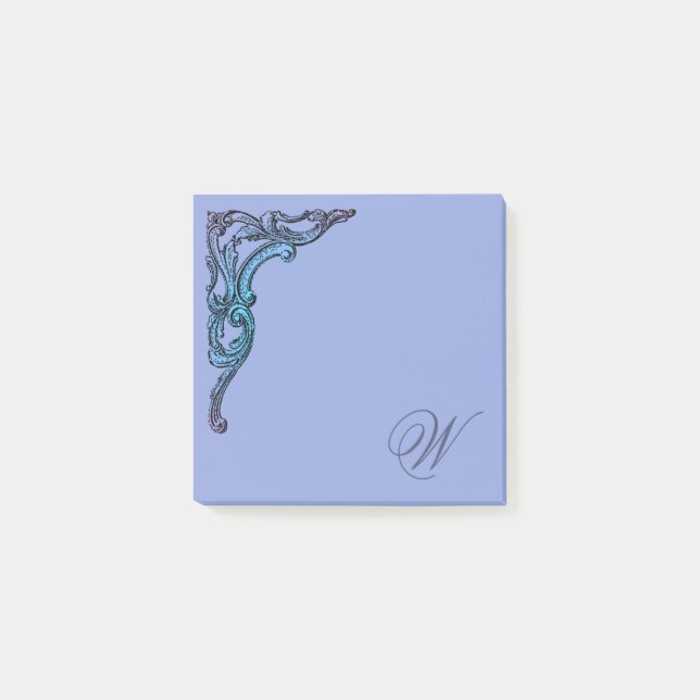 Romantische Pastel Steampunk Goth Mit Monogramm Post-it Klebezettel (Vorderseite)