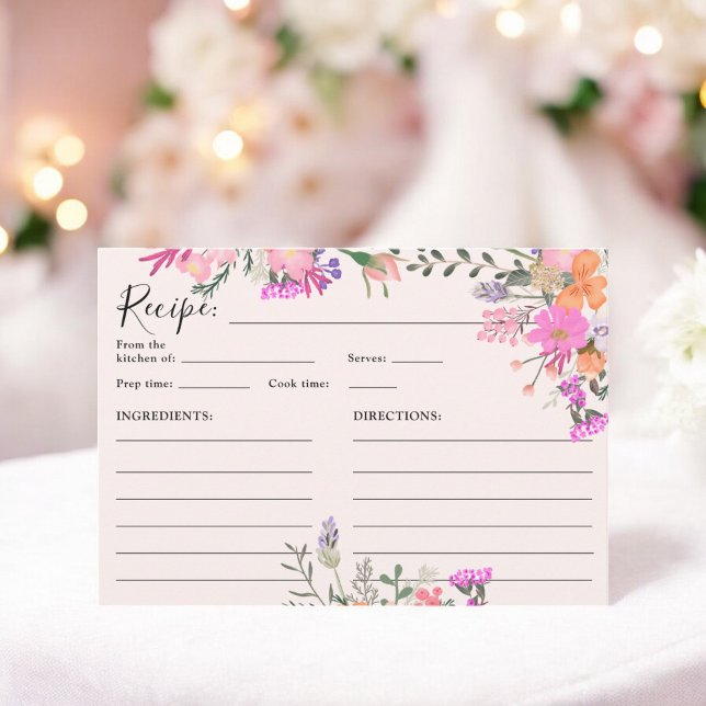 Romantische Pastel wilde Blume Frühlingsbridal Rez Einladung (Romantic pastel wild flowers spring bridal recipe invitation)