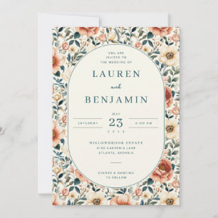 Romantische Pastell-Blumen-Hochzeitseinladung Einladung