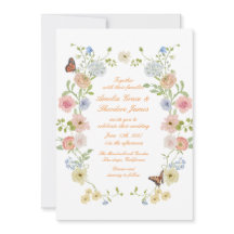 Romantische Pastell-Blumengarten-Hochzeitseinladun