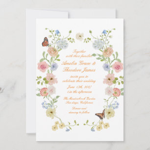 Romantische Pastell-Blumengarten-Hochzeitseinladun Einladung