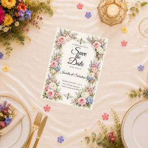 Romantische Pastell-Garten-Eleganz Hochzeit Save The Date