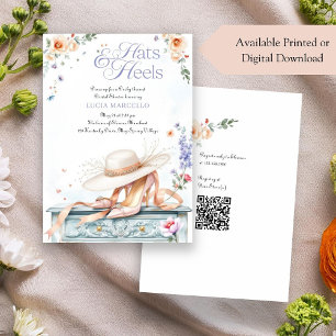 Romantische Pastell Hats und Heels Derby Brautpart Einladung