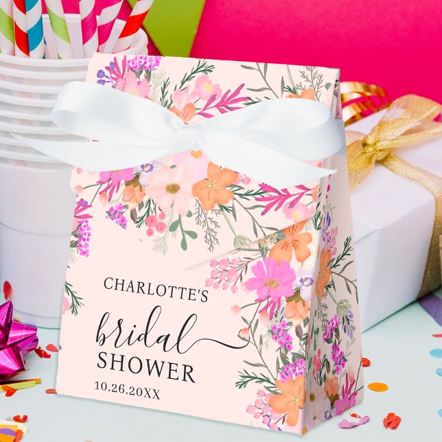 Romantische Pastell-Wilde Blume Frühjahr Brautpart Geschenkschachtel (Romantic pastel wild flowers spring bridal shower favor box)
