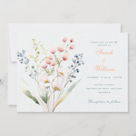 Romantische Pastellblütenhochzeit Einladung