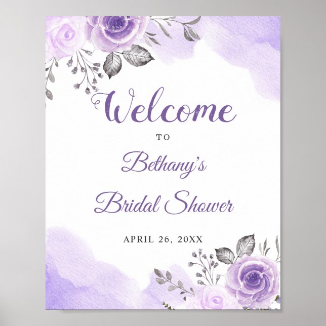 Romantische Pastelle Lila florales Brautparty Zeic Poster (Vorne)