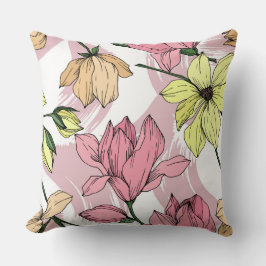 Romantische Pastellfarben Magnolia, rosa und gelb Kissen