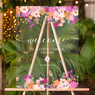 Romantische pastellfarbene Wildblumen Frühling Wil Acrylschild