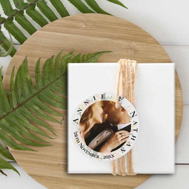 Romantische Peach floral Niedliches Hübsches Foto  Geschenkanhänger (Romantic Peach Floral Cute Pretty Photo Wedding Favor Tags)