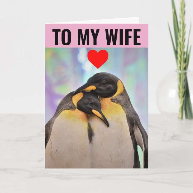 ROMANTISCHE PENGUIN GEBURTSTAG EHEFRAU GREETING CA KARTE (Vorderseite)