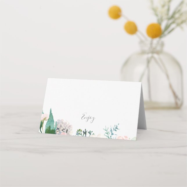 Romantische Peonies Buffet Food Label Cards Platzkarte (Vorderseite)