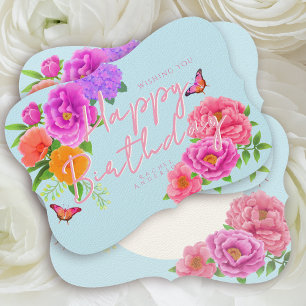 Romantische Peonies Garden Blue Birthday