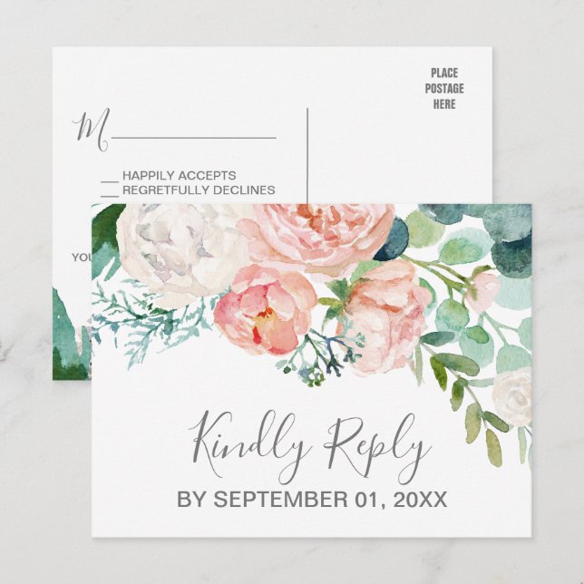 Romantische Peony Blume Song Request UAWG Postcard Einladungspostkarte (Vorne/Hinten)