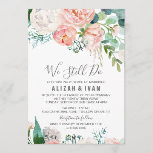 Romantische Peony Blume Vow Renewal Einladung
