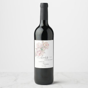 Romantische Peony Floral Wedding Weinetikett