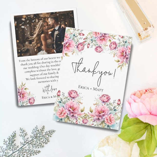 Romantische Peony Wedding Dankeschön Karte (Von Creator hochgeladen)