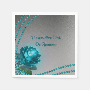 Romantische Perlen der blauen Rose Serviette