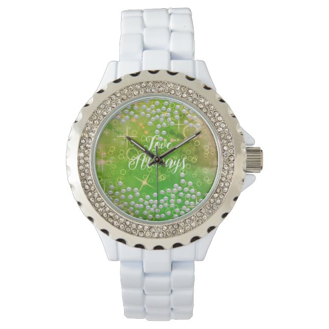 Romantische Perlen Grüne eWatch Armbanduhr (Vorderseite)
