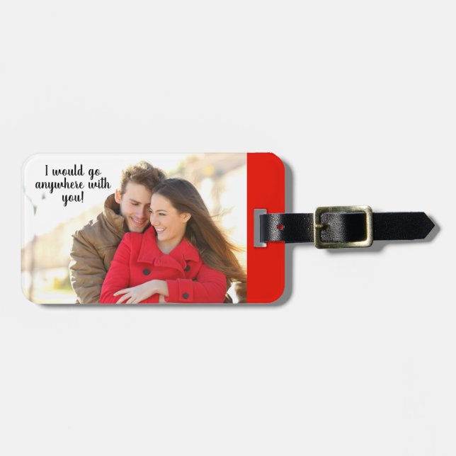 Romantische Personalisierte Foto Schwarze Rote Rei Gepäckanhänger (Vorderseite horizontal)